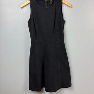 J. Crew Black A- Line Exposed Zipper Mini Dress A- Line Scoopneck Minimalist 00